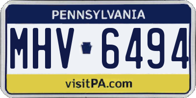 PA license plate MHV6494