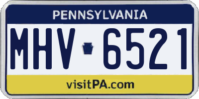 PA license plate MHV6521