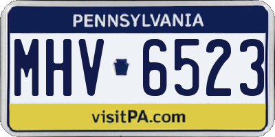PA license plate MHV6523