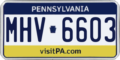 PA license plate MHV6603