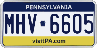 PA license plate MHV6605