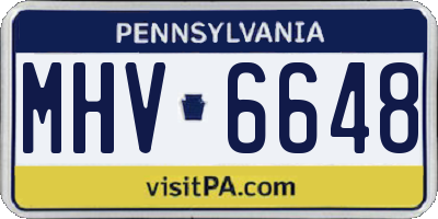 PA license plate MHV6648