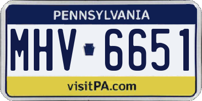 PA license plate MHV6651