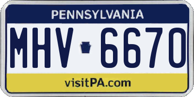 PA license plate MHV6670