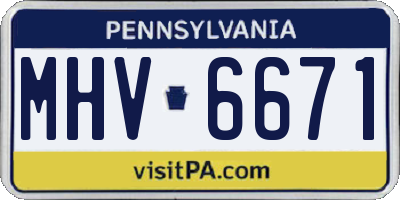 PA license plate MHV6671