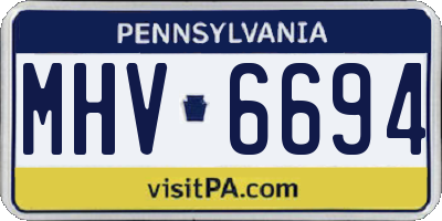 PA license plate MHV6694