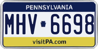 PA license plate MHV6698
