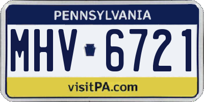PA license plate MHV6721