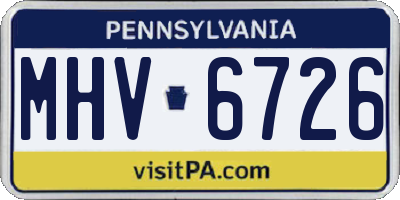 PA license plate MHV6726