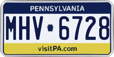 PA license plate MHV6728