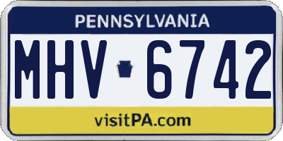 PA license plate MHV6742