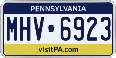 PA license plate MHV6923