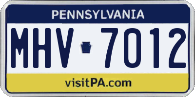 PA license plate MHV7012