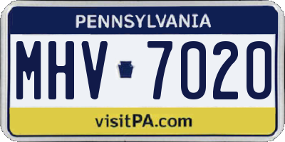 PA license plate MHV7020