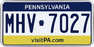PA license plate MHV7027