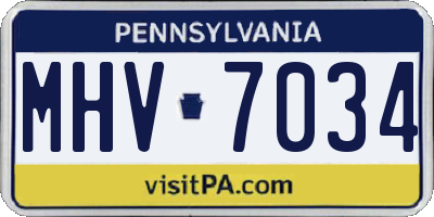PA license plate MHV7034