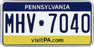 PA license plate MHV7040