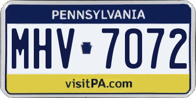 PA license plate MHV7072