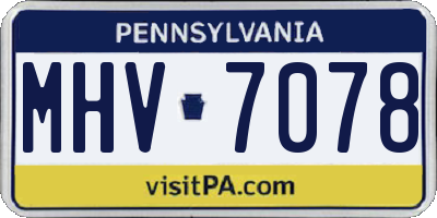 PA license plate MHV7078
