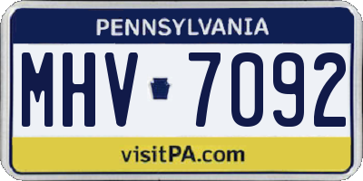 PA license plate MHV7092