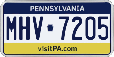 PA license plate MHV7205