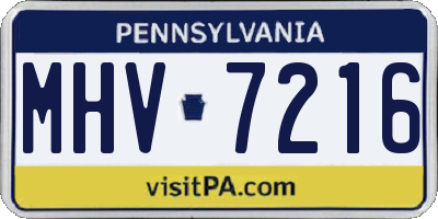 PA license plate MHV7216