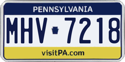 PA license plate MHV7218