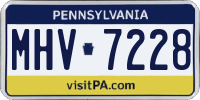 PA license plate MHV7228