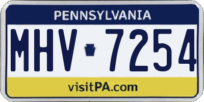 PA license plate MHV7254