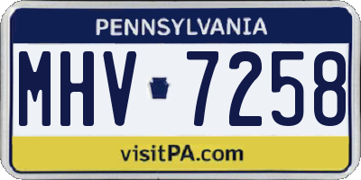 PA license plate MHV7258