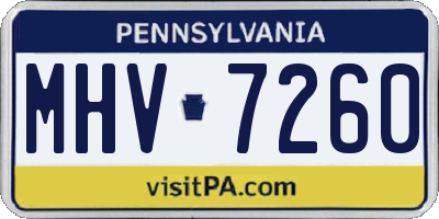 PA license plate MHV7260