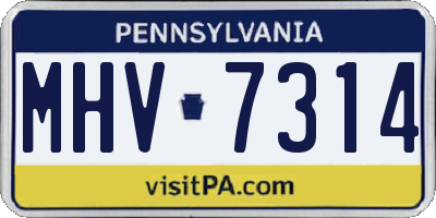 PA license plate MHV7314