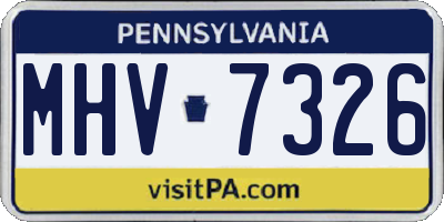 PA license plate MHV7326