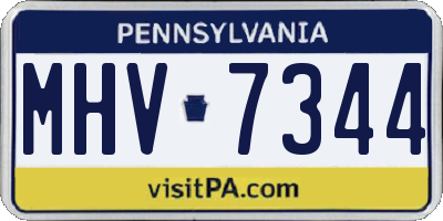 PA license plate MHV7344