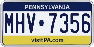 PA license plate MHV7356