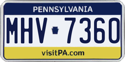 PA license plate MHV7360