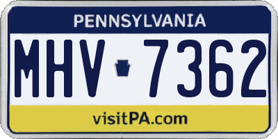 PA license plate MHV7362