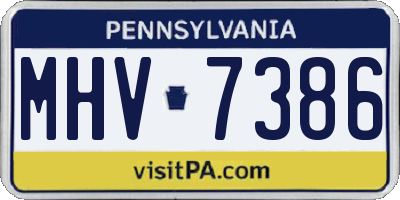 PA license plate MHV7386