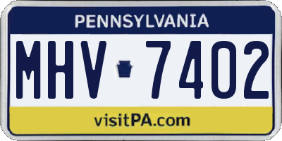 PA license plate MHV7402