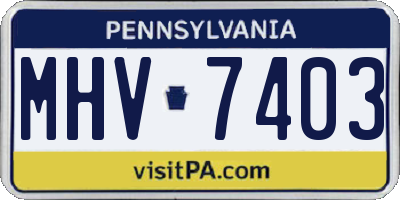 PA license plate MHV7403