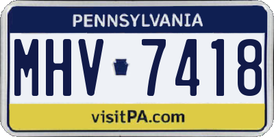 PA license plate MHV7418