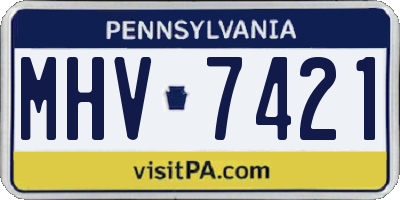 PA license plate MHV7421