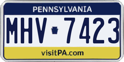 PA license plate MHV7423