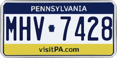PA license plate MHV7428