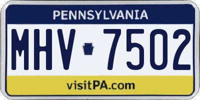 PA license plate MHV7502