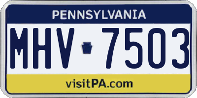 PA license plate MHV7503