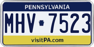 PA license plate MHV7523