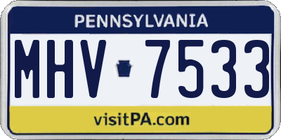 PA license plate MHV7533