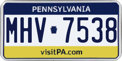 PA license plate MHV7538