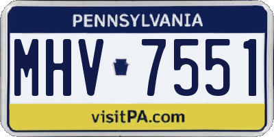 PA license plate MHV7551